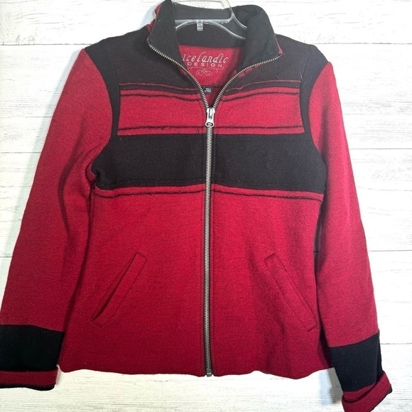 Icelandic Designs 100% Wool Zip Collared Sweater Jacket - Picture 1 of 5
